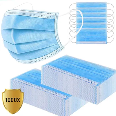 Produktbild von 1000x Einweg Mundschutz Maske 3-lagig Atmungsaktiv Schutzmaske für Kinder & Erwachsene – PM 2.5 Filtermaske, Gesichtsmaske für den Alltag, Staubschutz