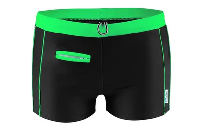Produktbild von Stanteks Herren-Badeshorts mit Tasche, Schwarz und Grün, Größe XL