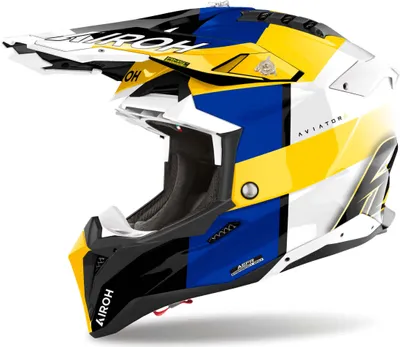 Produktbild von Airoh Aviator 3 Monarch Motocross Helm, blau/weiß/gelb, M (57/58)