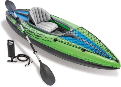 Produktbild von Inflatabler Kanadier mit Aluminium-Ruder und Handpumpe - Grün/Blau