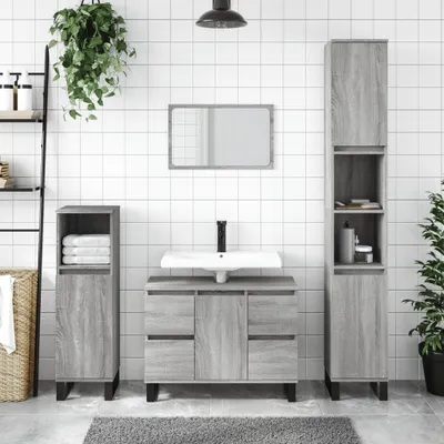 Produktbild von "2026 Promotion" Badschrank - Badezimmerschrank - Grau Sonoma 30x30x100 cm Holzwerkstoff - Badezimmer CC29668