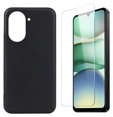 Image de Coque de protection en silicone et TPU pour Xiaomi Redmi A5 4G, noire + verre trempé 9H
