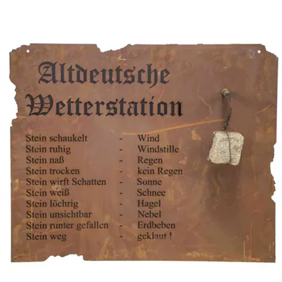 Produktbild von Altdeutsche Wetterstation zum Hängen Metall mit Edelrost, 80xH70cm