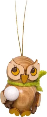 Produktbild von Christbaumschmuck Eulenkind mit Schneeball (4cm) von Drechslerei Kuhnert