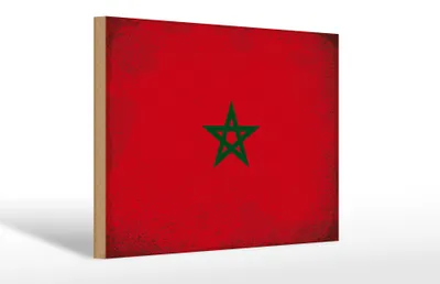 Produktbild von Holzschild Flagge Marokko 30x20cm Flag of Morocco Vintage