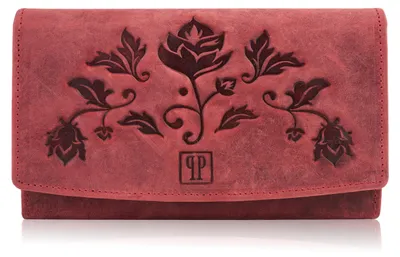 Produktbild von Paolo Peruzzi Damen Echtleder Geldbörse Portemonnaie Portmonee Brieftasche RFID Rot