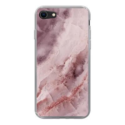 Produktbild von MuchoWow® Handyhülle Schutzhülle Hülle für iPhone SE 2020 Naturstein - Rosa - Luxus Silikon Softcase Handy Hülle - Kartenbesitzer
