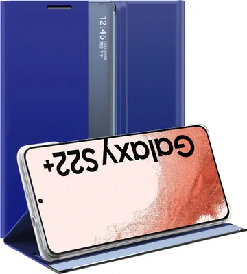 Produktbild von Samsung Galaxy S22 Plus 5G Hülle, Slim Flip Leder Smart View Window Klappetui Schutzhülle mit Standfunktion für Galaxy S22 Plus 5G Blau