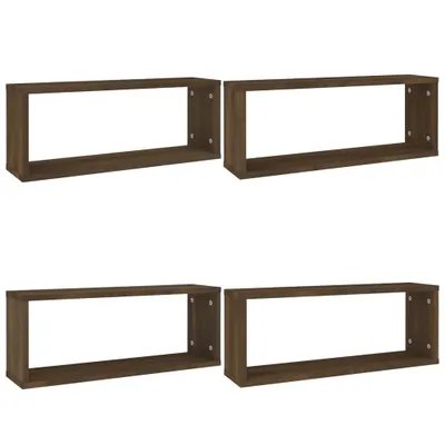 Obrázek produktu pro Nástěnné obdélníkové police 4 ks hnědý dub 60x15x23 cm kompozit