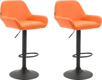Produktbild von CLP 2er Set Barhocker Braga Kunstleder drehbar und höhenverstellbar orange Gestell Farbe schwarz