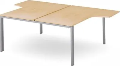 Produktbild von Mehrfacharbeitstisch Total L-Form BxTxH 180x163/220x73cm Gestell grau Platte Melamin buche.