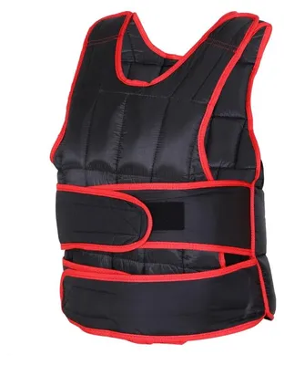Image de Gilet lesté de 15 kg - Gilet d'entraînement réglable | Couleur : Noir + Rouge