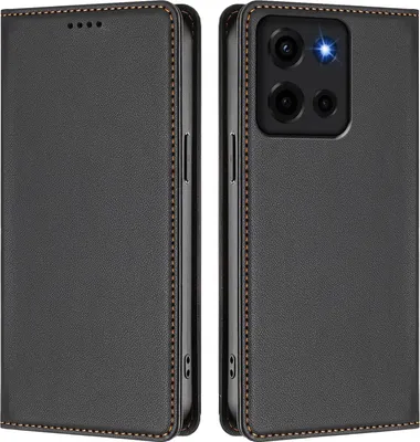 Produktbild von Handyhülle für Motorola Moto G 5G 2025, Kunstleder Klapphülle Stoßfeste Magnetische Hülle mit Ständer Schwarz