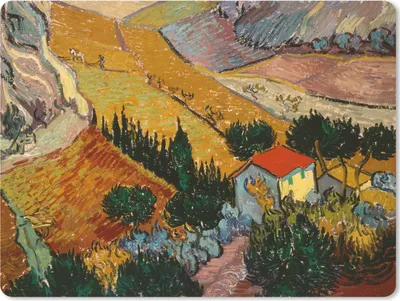 Produktbild von MuchoWow® Mauspad Mousepad Landschaft mit einem Haus und einem Ackerbauern - Vincent van Gogh 23x19 cm - Mousepads - Maus Mat - Pad - Mausunterlage - Schreibtischunterlage - Mauspad