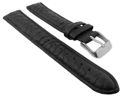 Produktbild von Uhrenarmband Minott | schwarz weiches Leder genarbt und gepolstert, Stegbreite:20mm
