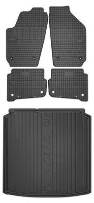 Productafbeelding van Rubberen automatten + kofferbakmat voor Skoda Fabia I 1999-2007 (stationwagen) – 5-delig, zwart, op maat – Wielganizator SolidPRO