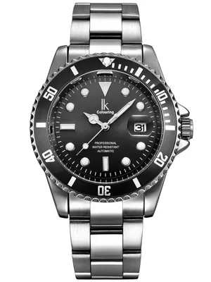 Produktbild von Alienwork Herren Damen mechanische Automatik-Uhr silber mit Edelstahl Metallarmband Kalender Datum schwarz