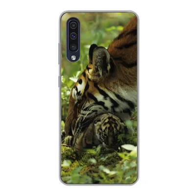 Produktbild von MuchoWow® Handyhülle Schutzhülle Hülle für Samsung Galaxy A30s Tiger - Pflanzen - Jungtier Silikon Softcase Handy Hülle - Karteninhaber