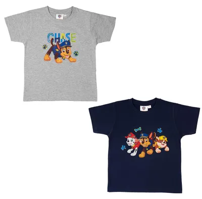Produktbild von Paw Patrol Kinder T-Shirt für Jungen Oberteil kurzärmlig Grau/Blau (2er Pack) 98-104