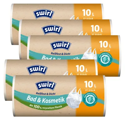 Produktbild von 5x Swirl Tragegriff Müllbeutel 10L ( 37 stk./Rolle )