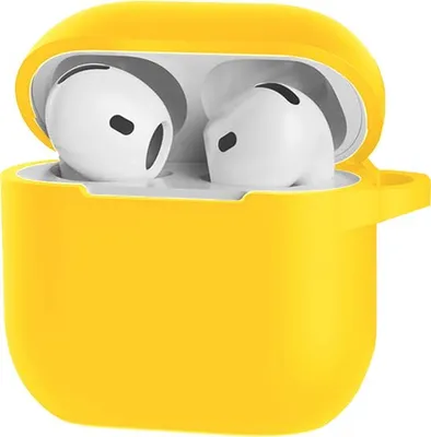 Image de Étui de protection en silicone pour Apple AirPods 4, avec clip, de couleur jaune