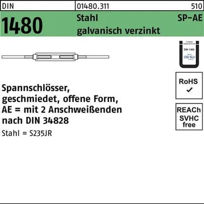 Produktbild von Reyher  Spannschlösser DIN 1480 St. ÜZ SP AE M 8 vz (1 Stück)