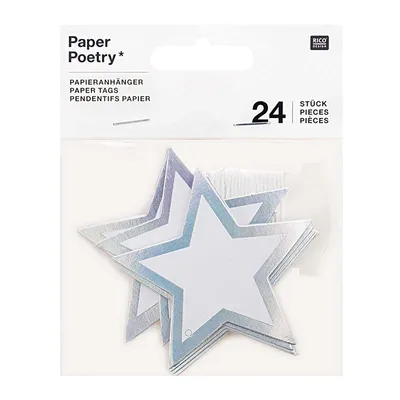 Produktbild von 24 silberne Sternpapieranhänger
