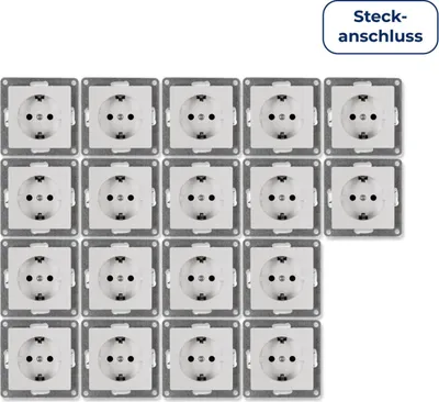 Produktbild von 18x Schutzkontakt-Steckdose McPower "Cup", 250V/16A, UP, Klemmanschluss, weiß, poliert / Hochglanz