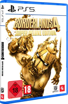 A PlayStation 5 game case for Borderlands 4 Super Deluxe Edition.