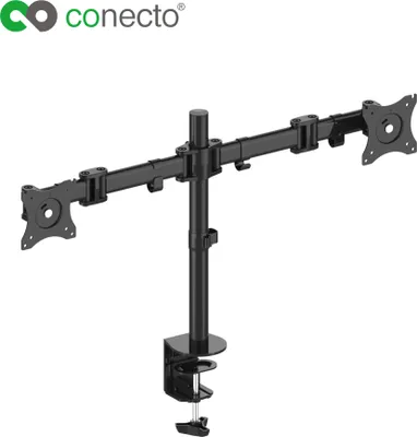 Produktbild von conecto CC50284 Schreibtischhalterung für 2 Monitore 33-69 cm (13-27 Zoll), neigbar: -45° bis 45°, schwenkbar: 180°, drehbar: 360°, höhenverstellbar, Traglast: max. 8,0kg, VESA 100x100, schwarz