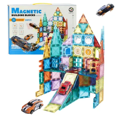 Zdjęcie produktu dla Klocki Magnetyczne Konstrukcyjne Edukacyjne Dla Dziecka Tor Samochodowy 108