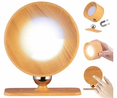 Image de Applique murale rechargeable avec LED CCT à intensité variable - aspect bois de pin