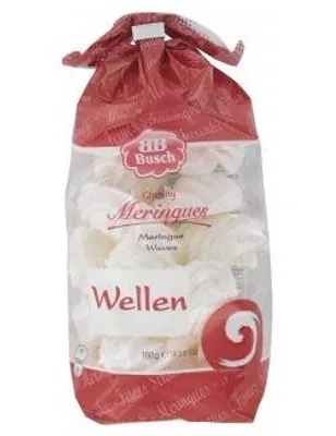 A bag of meringues on a white background.