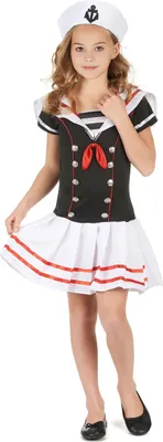 Produktbild von Matrosenkostüm für Mädchen Seefahrerin blau-weiss-rot M 7-9 Jahre (120-130 cm)