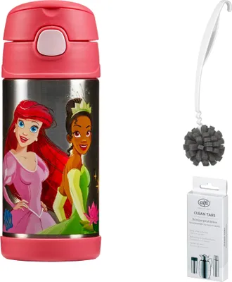 Zdjęcie produktu dla THERMOS FUNTAINER STRAW BOTTLE DISNEY 0,35 Trinkflasche – Vorteilsset mit Reinigungsbürste CLEAN FIX 30 cm