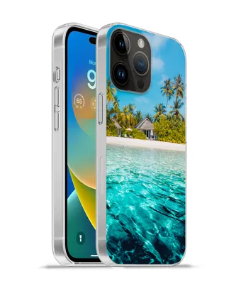 Produktbild von MuchoWow® Handyhülle Schutzhülle Hülle für Apple iPhone 14 Pro - Softcase Strand - Palmen - Meer Silikon Softcase Handy Hülle - Umschlag