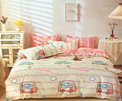 Produktbild von Baumwollbettwäsche für Kinderbetten AUTA LOVELY, rosa