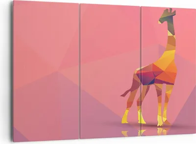 Produktbild von Bild auf Leinwand - Leinwandbild - Giraffe modern Grafik - 165x110cm - Wand Bild - Wanddeko - Leinwanddruck - Bilder - Kunstdruck - Wanddekoration - Leinwand bilder - Wandkunst - CE165x110-2805