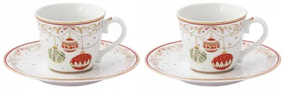 Produktbild von Easy Life Porzellan Weihnachts-Espressotassen Set 2 Stück 80 ml