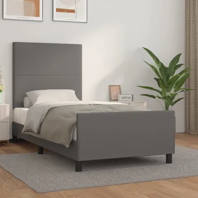 Produktbild von Bettgestell mit Kopfteil Grau 80x200 cm Kunstleder