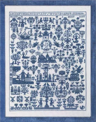 Produktbild von Permin Kreuzstich Stickpackung "Sampler Hamburg blau", Zählmuster, 59x45cm, 39-9441