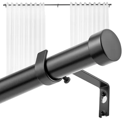 Gardinenstange 76-305 cm, schwarz, Metall, ausziehbar