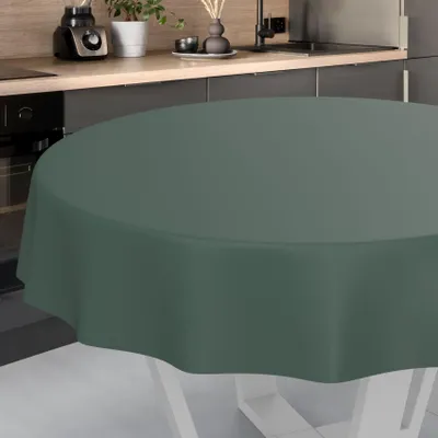 Produktbild von Tischdecke Textil-Optik UNI Grün Rund 100cm Schnittkante Wachstuch abwaschbar