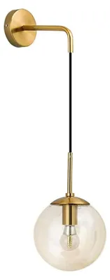 Wandleuchte Glas gold E27 15 cm Amber für Wohnzimmer Schlafzimmer