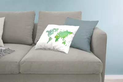 Produktbild von MuchoWow® Zierkissen Sofakissen Wohnzimmer Dekokissen 60x40 cm Weltkarte - Aquarell - Grün - Kopfkissen - Polster mit Foto