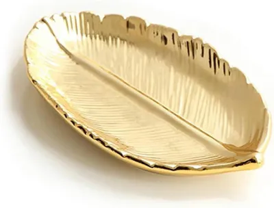 Produktbild von Schmuckablage – Ringablage – Schmuckorganizer – Form aus Blattgold – 15 x 9 cm – Gold