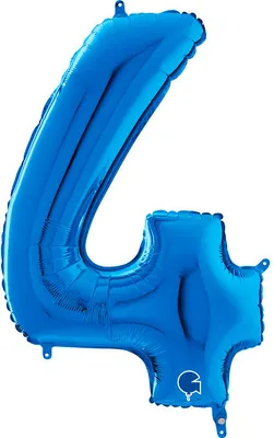 Produktbild von Grabo Folienballon Zahl 4, blau, 66 cm
