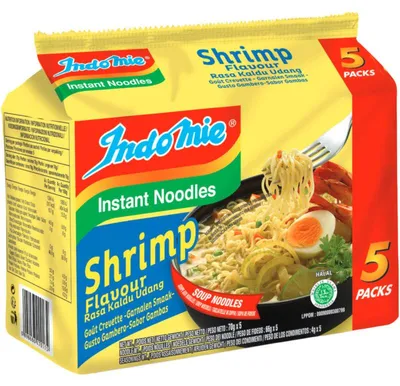 Produktbild von Indo Mie Instantnudeln Garnelen Geschmack 5x70g, 350g, schnelle Mahlzeit