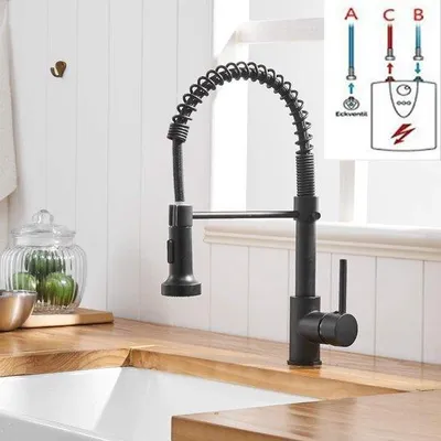 Obrázek produktu pro Černá kuchyňská baterie otočná o 360° se sprchovou hlavicí