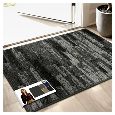 Produktbild von Schmutzfangmatte Innen 60x90 cm, rutschfeste, maschinenwaschbare Fußmatte, wasserdichte Türmatte, rutschfester Schmutzfänger für Hunde, Eingang, Haustür & Flur, Hellgrau